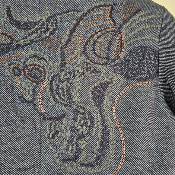American Vintage Womens Sz 10P Wool Blend Embroidered Sequin Blazer Boho Jacket - Picture 7 of 8